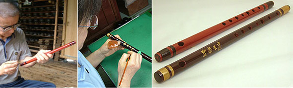 Urushi lacquered Japanese bamboo flutes